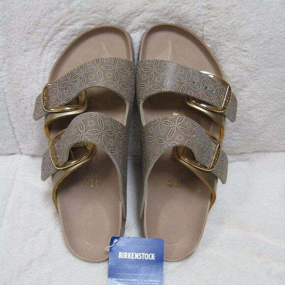 Birkenstock Big Buckle ARIZONA Ceramic Pattern Blue Leather 40 R US W 9 M 7 - Picture 4 of 12